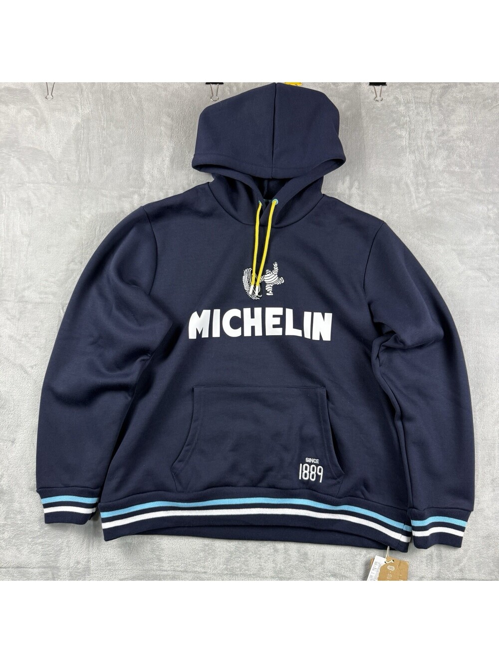 Michelin Men’s XL Navy Logo Pullover Hoodie Bibendum Racing Moto Retro 1889 NWT